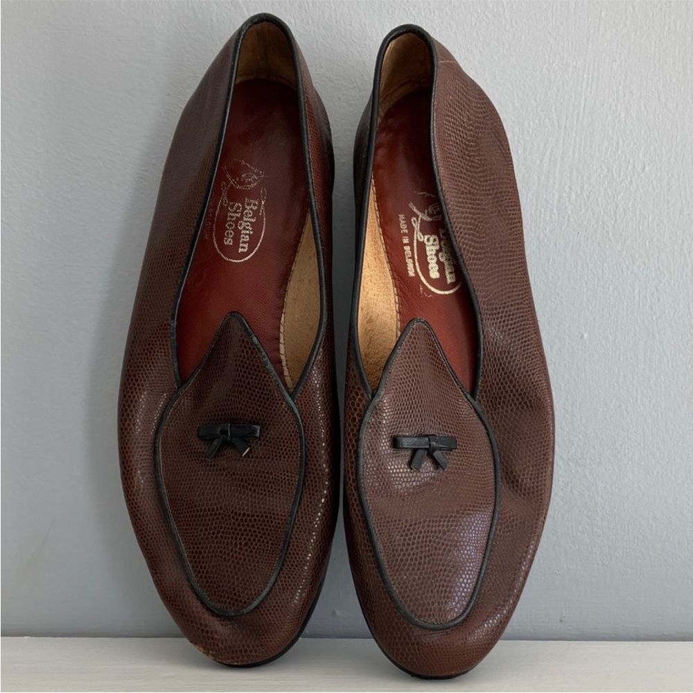 Belgian Shoes - Men's Mr. Casual Lizard Calf
Medium Brown Loafer - M 10.5
